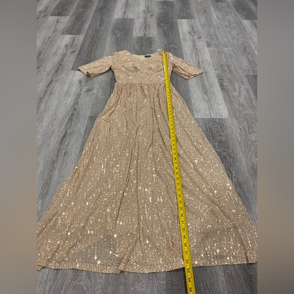 Shein Tiered A-Line Sequin V-Neck Maxi Dress size 4 - Picture 8 of 12